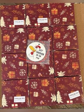 Set of 12 Source Unknown Red and White Chicken Holiday Ornament